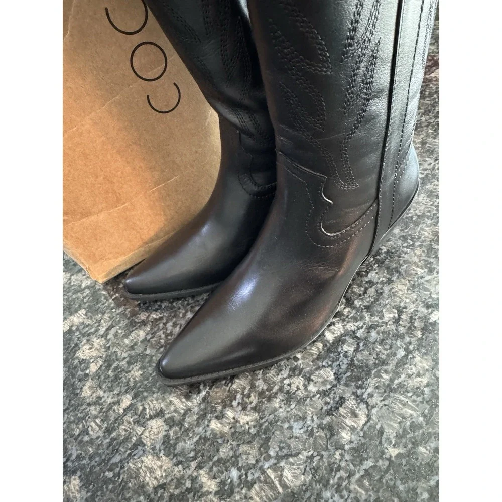 Matisse coconuts‎ Agency Black Cowgirl Boot Black Leather Size 7. NWB